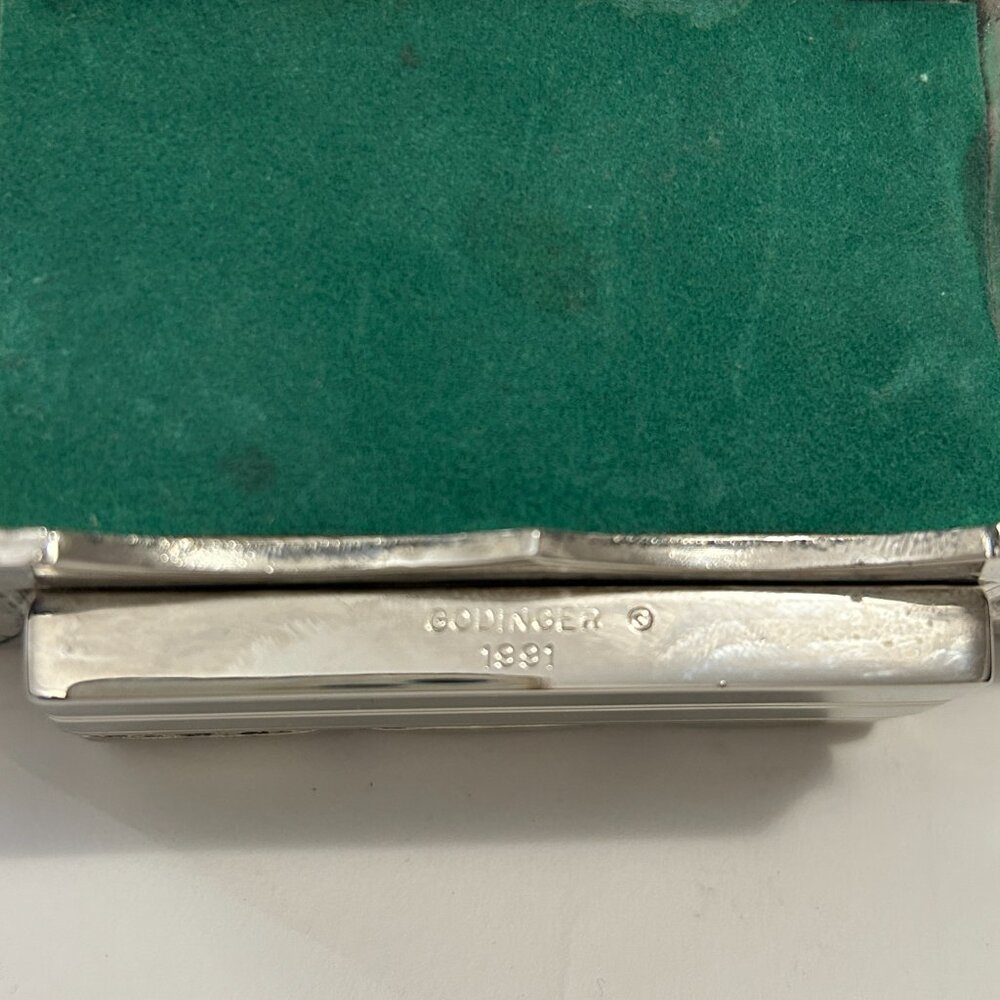 Vintage 1991 Godinger Silver Plated Sofa Couch Red Velvet Jewelry Box Lid mirror - Picture 9 of 15